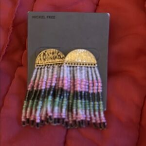 Elegant Gold and Multicolor Beaded Earrings